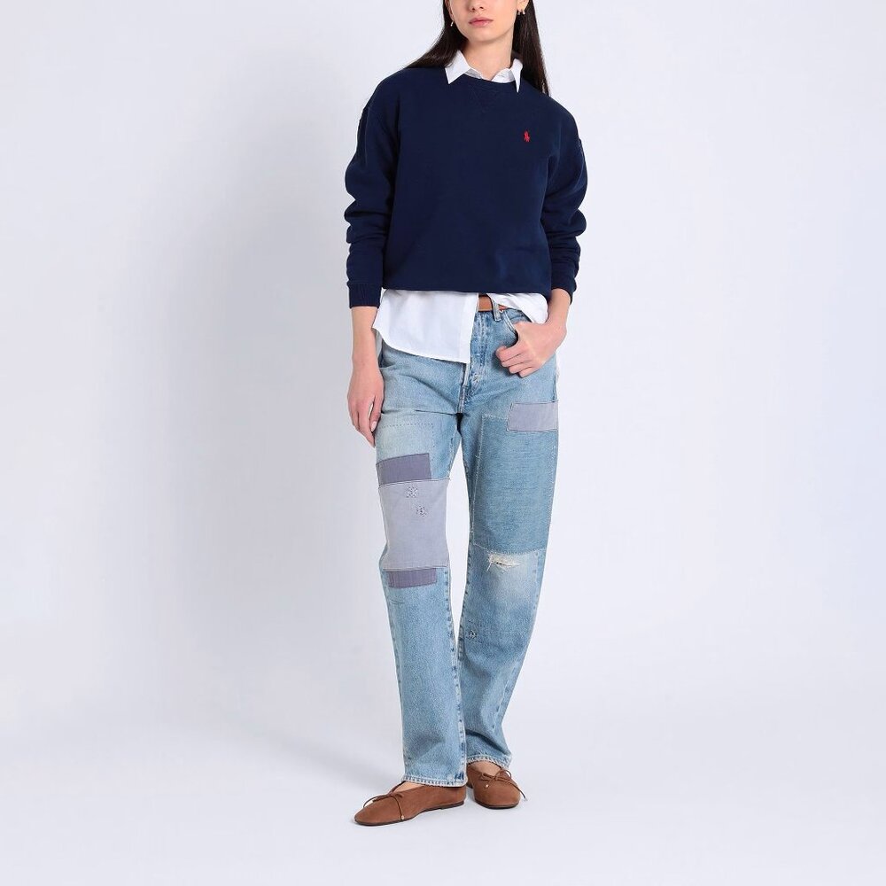 Polo Ralph Lauren High Rise Relaxed Straight Jean Blue Size 25 NEW NWT